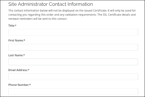Customer Portal - SSL Certificate - Site Administrator Contact Information